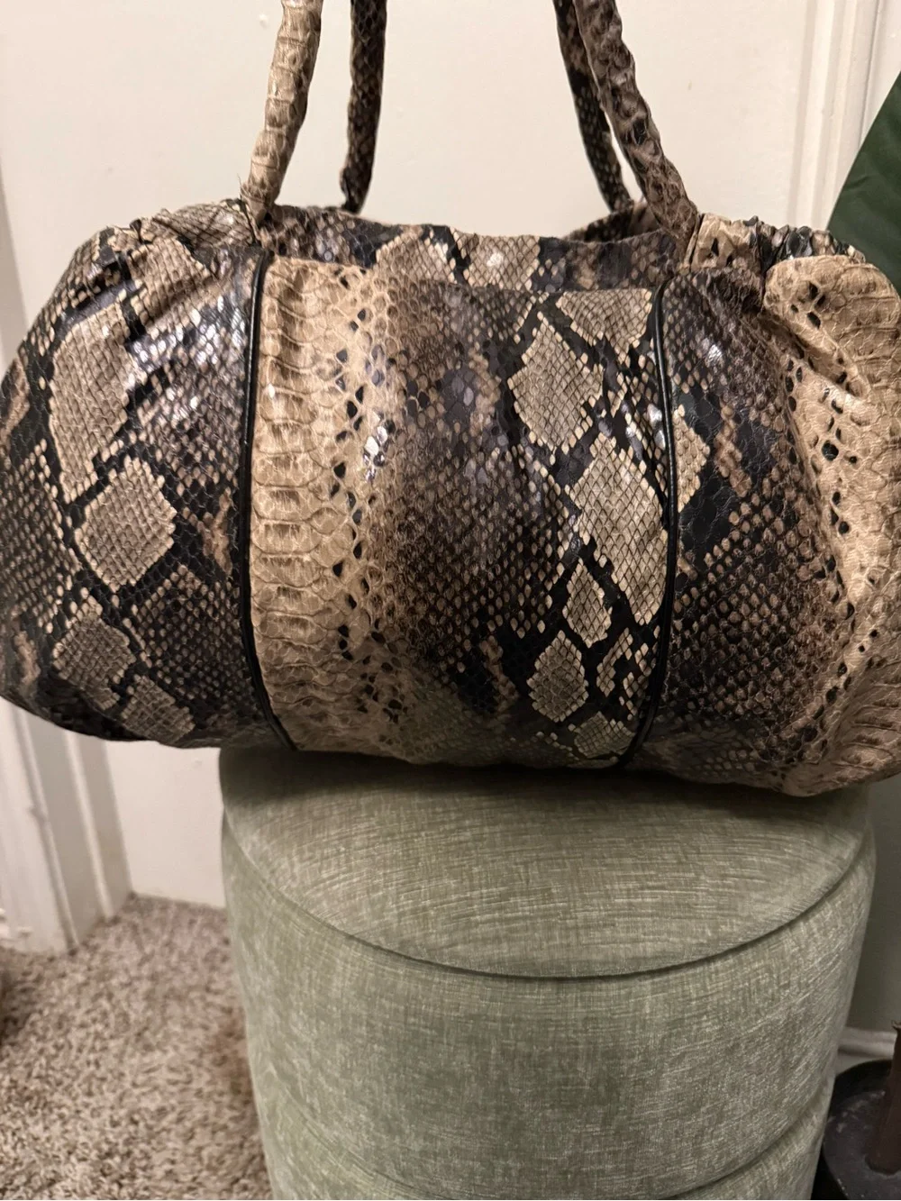 Kenneth Cole Reaction Faux Snakeskin Weekender Duffel Bag Animal Print Travel To